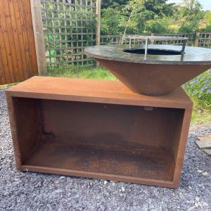 Corten Steel Rectangular Base BBQ Grill