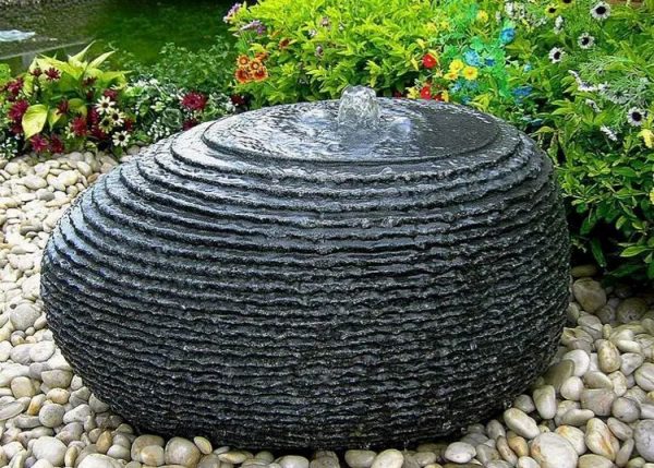 'Terraces' Mini-boulder carved solid granite stone water feature