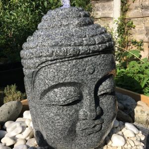 Solid, Exquisitely carved granite stone Buddha Head water feature
