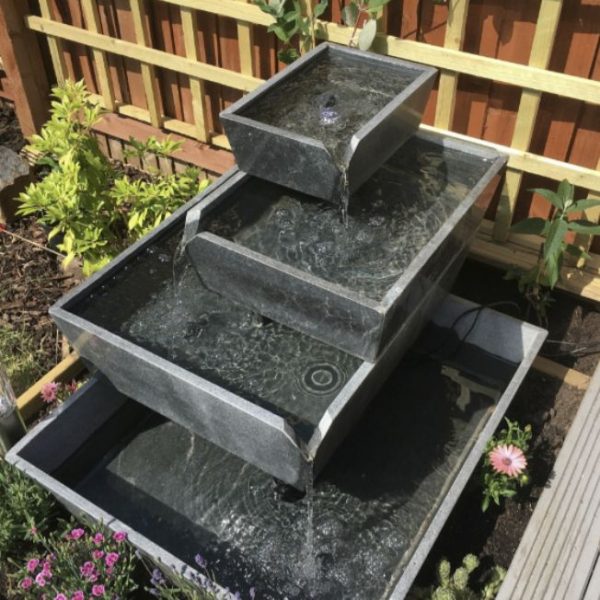 'Cascading Terraced pools' solid granite water feature