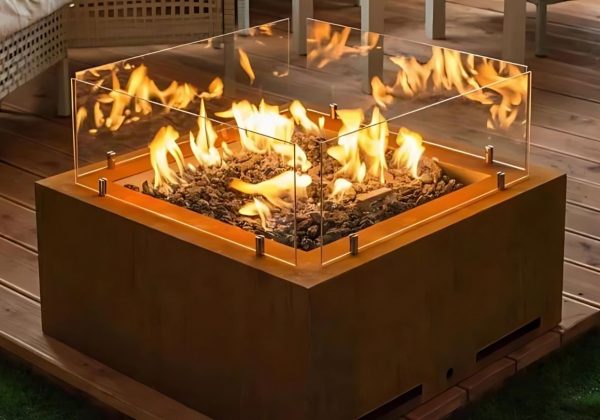 ‘Rusty’ Corten Steel Gas Fire Table – Ex-Display Centrepiece