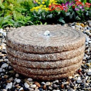 'Mini Millstone' solid granite stone carved water feature