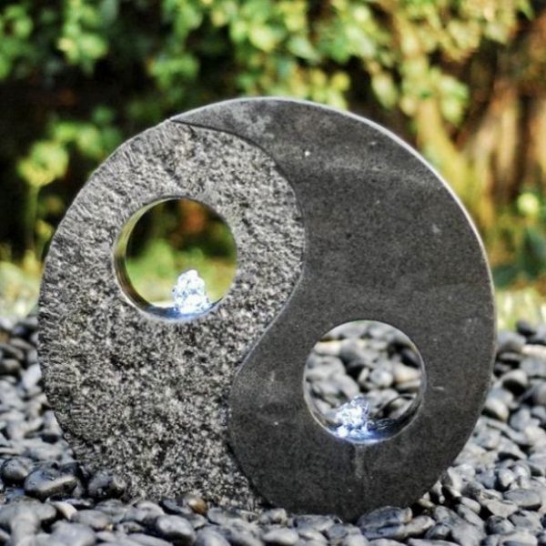 Yin & Yang solid granite stone carved water feature